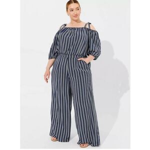 Torrid Plus Size 3XL Striped Cold-Shoulder two piece set Multicolor Casual